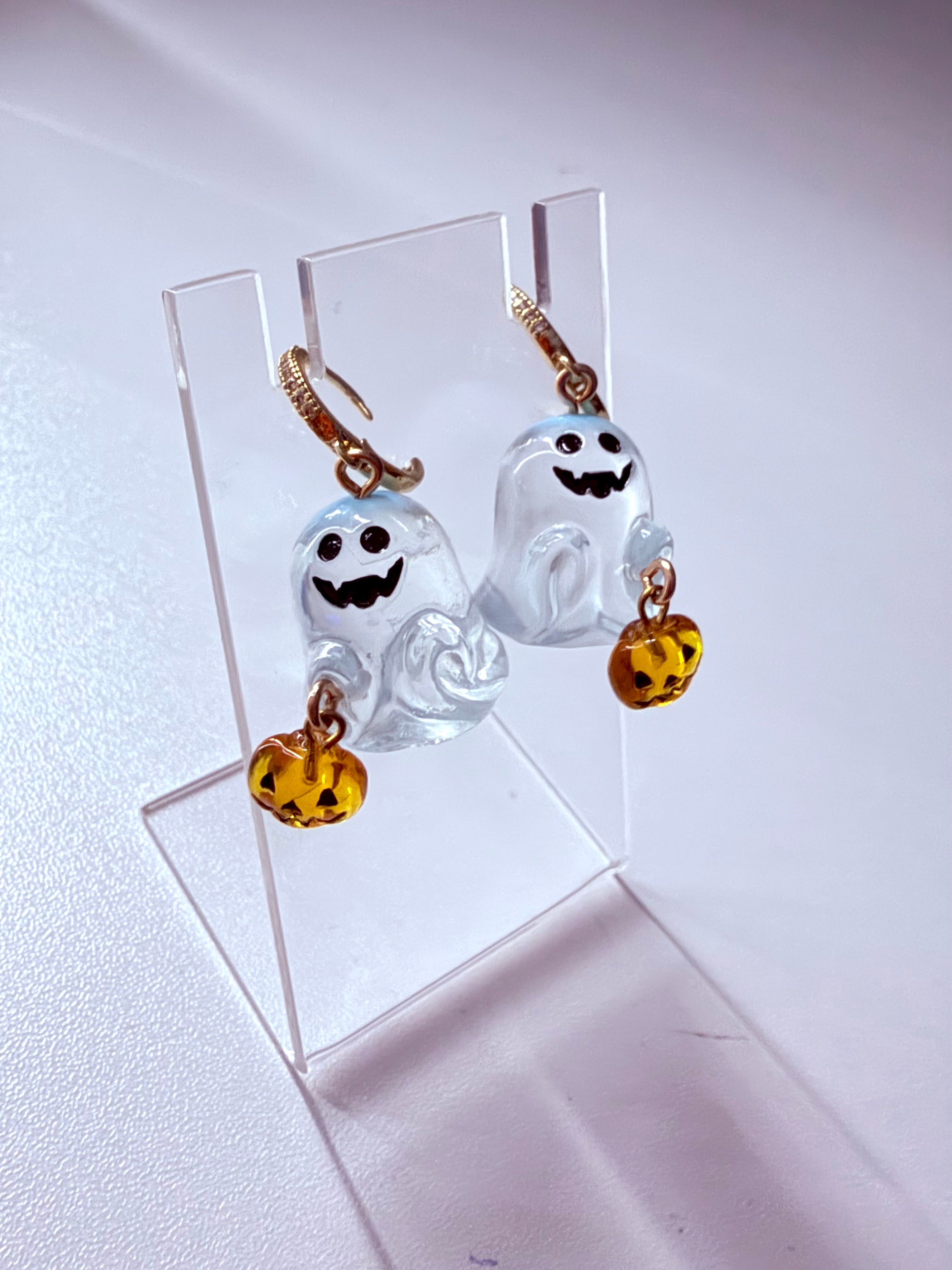 Ghost with Pumpkin Earrings
