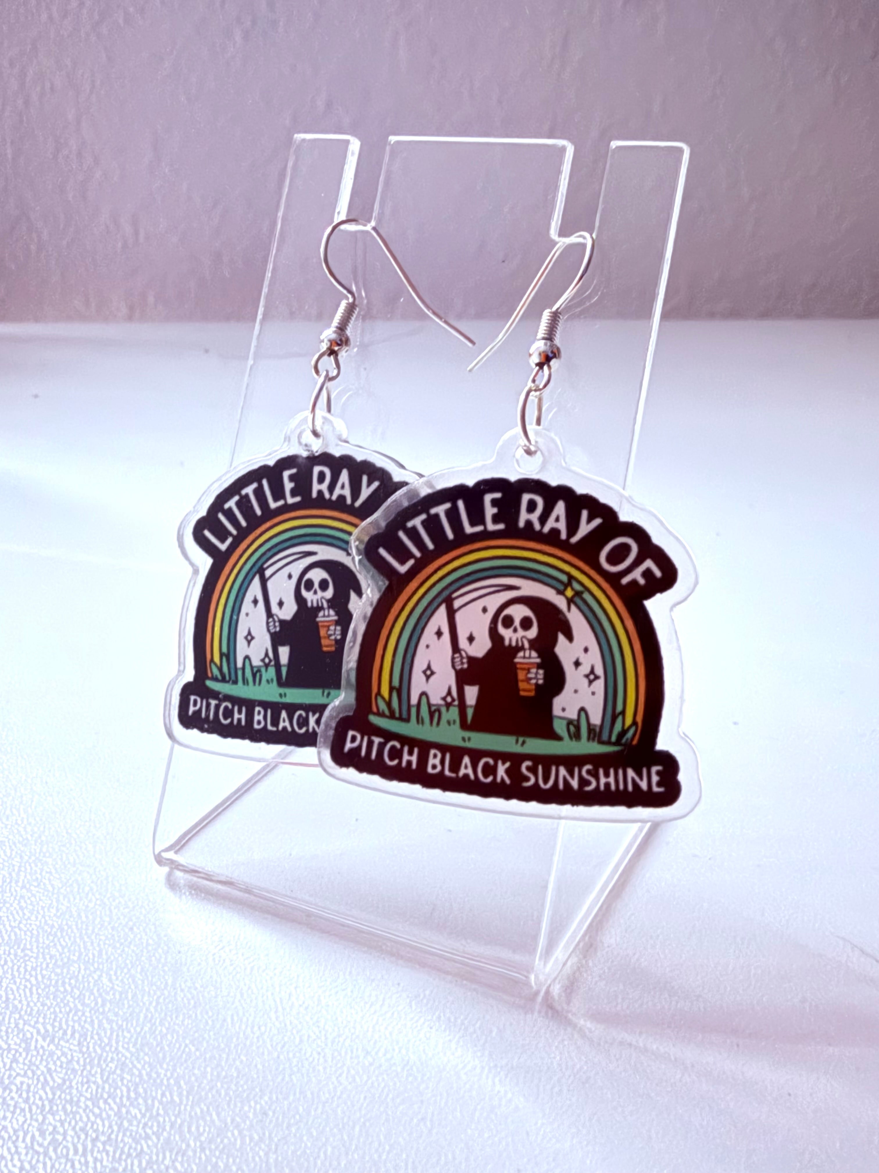 Acrylic Little Ray of Pitch Black Sunshine Earrings
